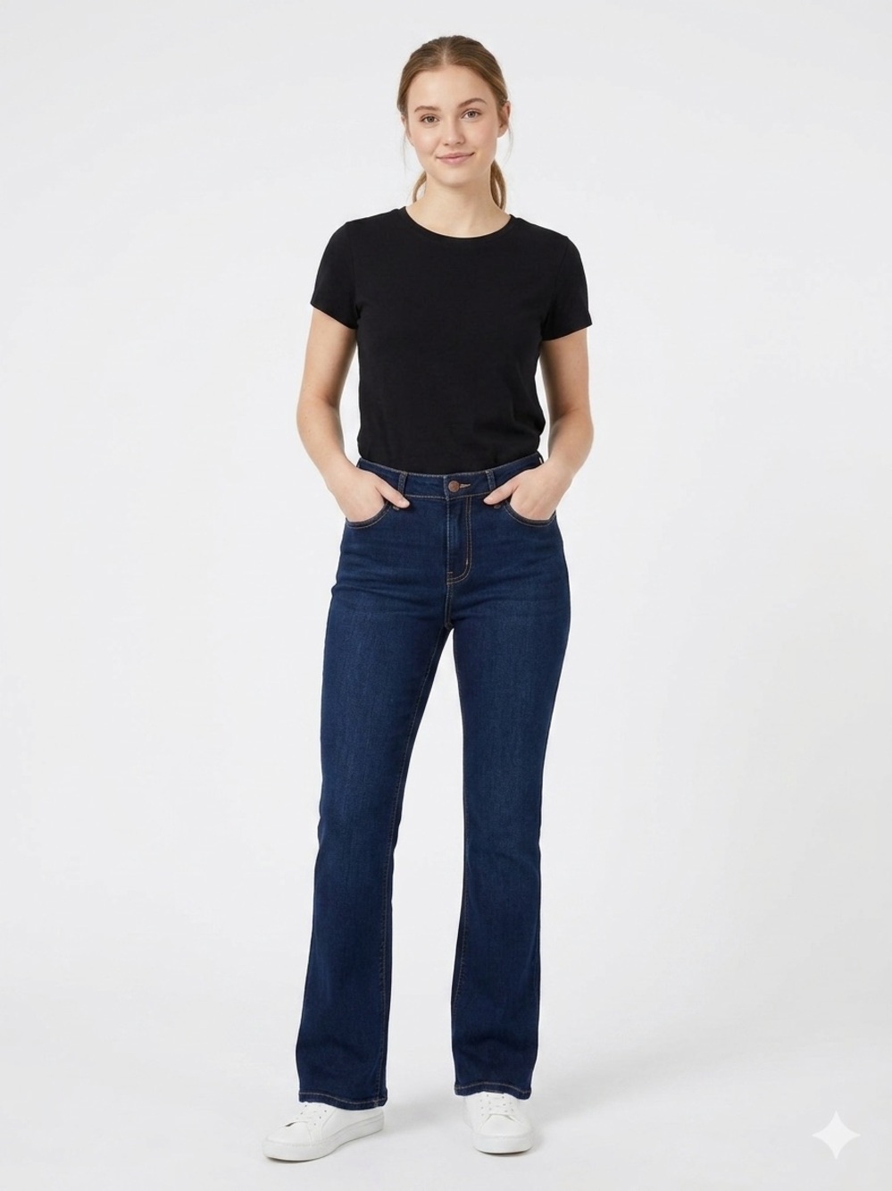 Ophelia Roe Classic Women's Dark Blue Bootcut Jeans Stretch